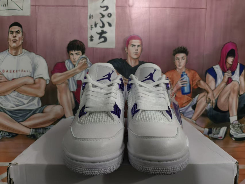 Jordan 4 White Purple Sneakers
