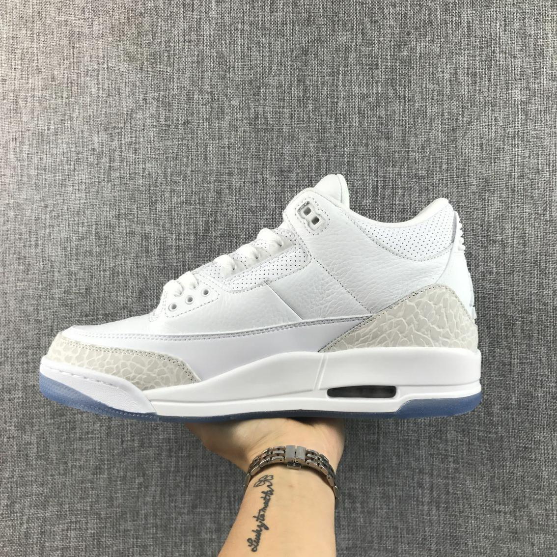 Jordan 3 White Cat Sneakers with Icy Blue Outsole