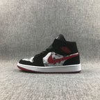 Jordan Air Jordan 1 Mid Black Red Newspaper Print 852542-061