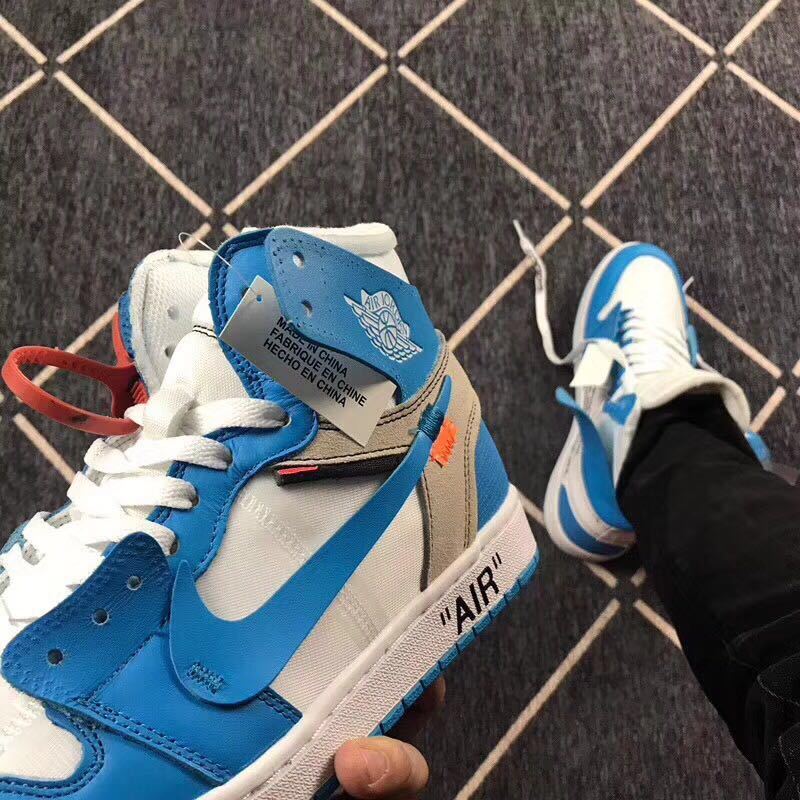 Jordan Air Jordan 1 Blue and White High-Top Sneakers