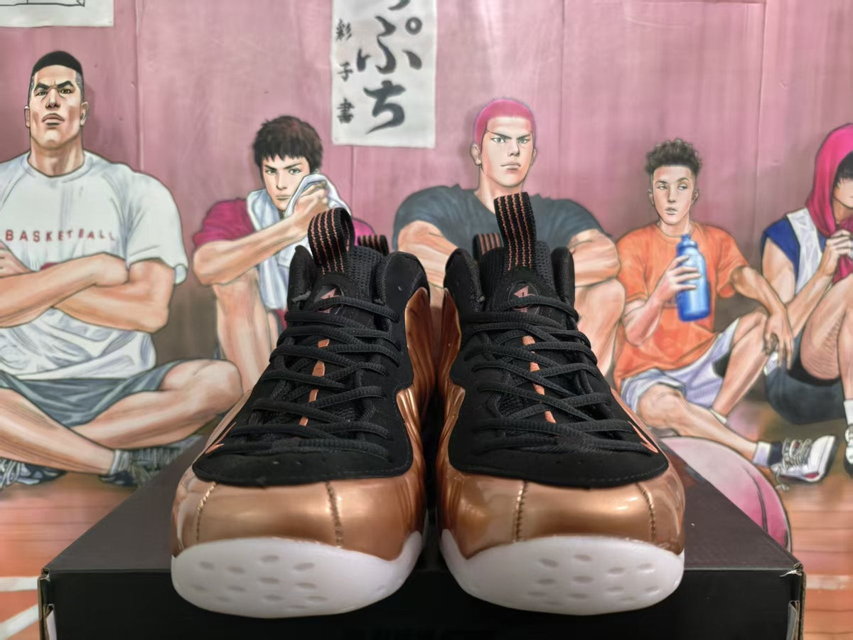 Bronze and Black High-Top Basketball Sneakers
