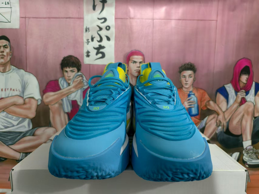 AE1 Low Basketball Shoes in Blue, White and Yellow
