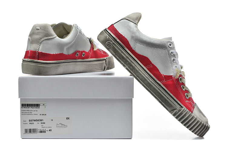 Golden Goose Super-Star Low-Top Sneakers Red and Gray