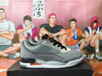 Jordan 3 Low Grey Sneakers with Orange Accents