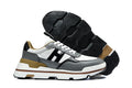 Hermès Gray and White Leather-Look Low-Top Sneakers