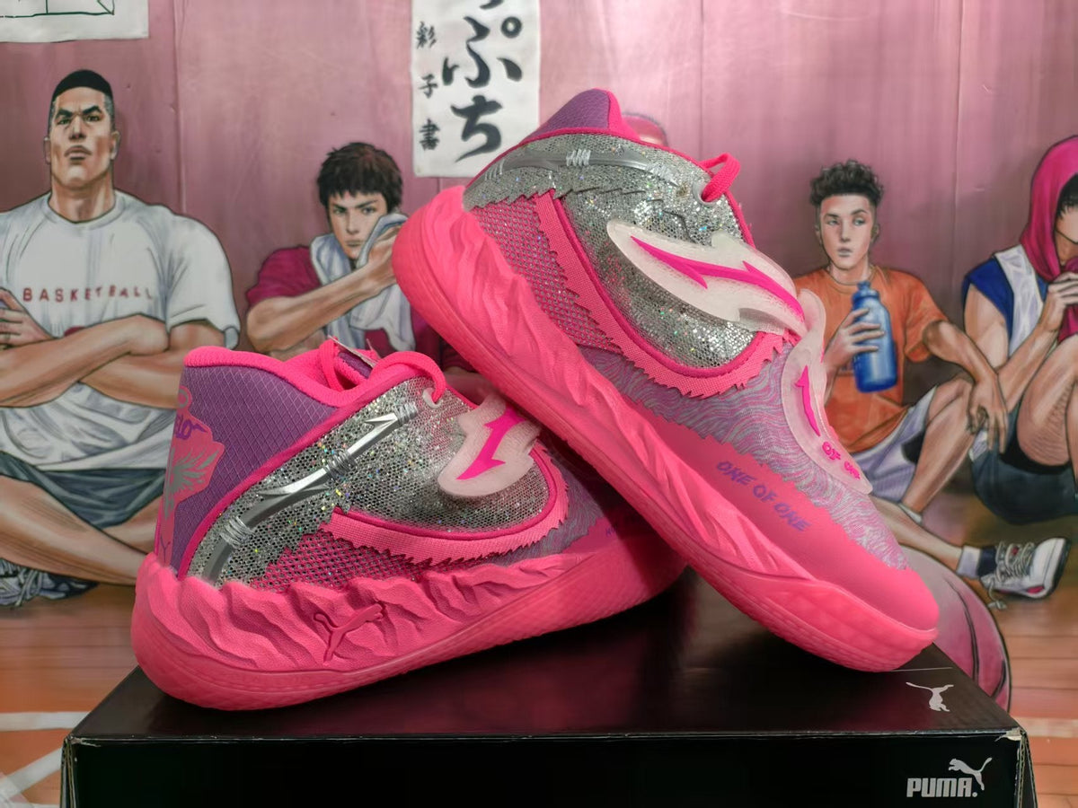 Puma Diamond Concert Basketball Shoes in Pink and Silver
