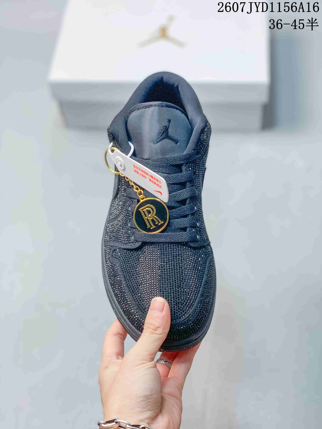 Jordan Air Jordan 1 Black Embellished Low-Top Sneakers