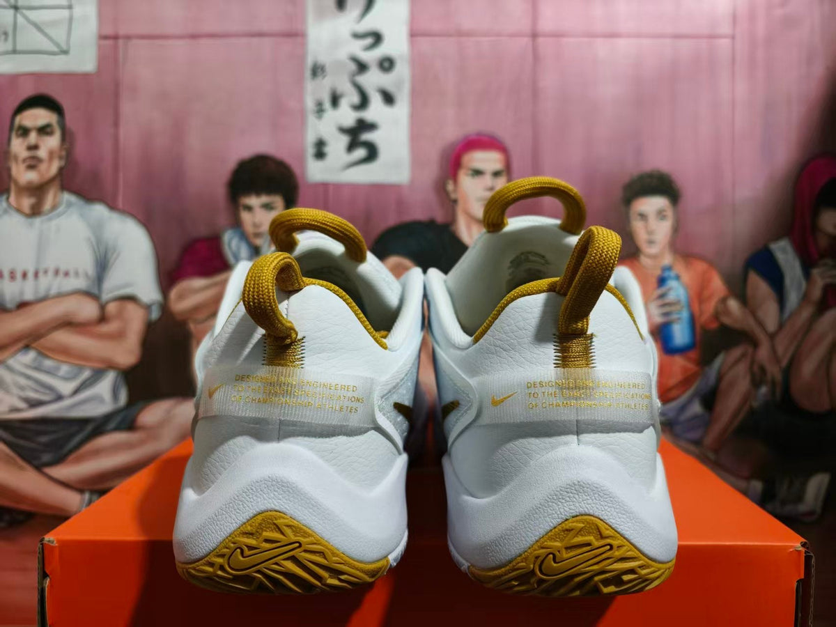 Nike Zoom Basketball Shoes White and Gold