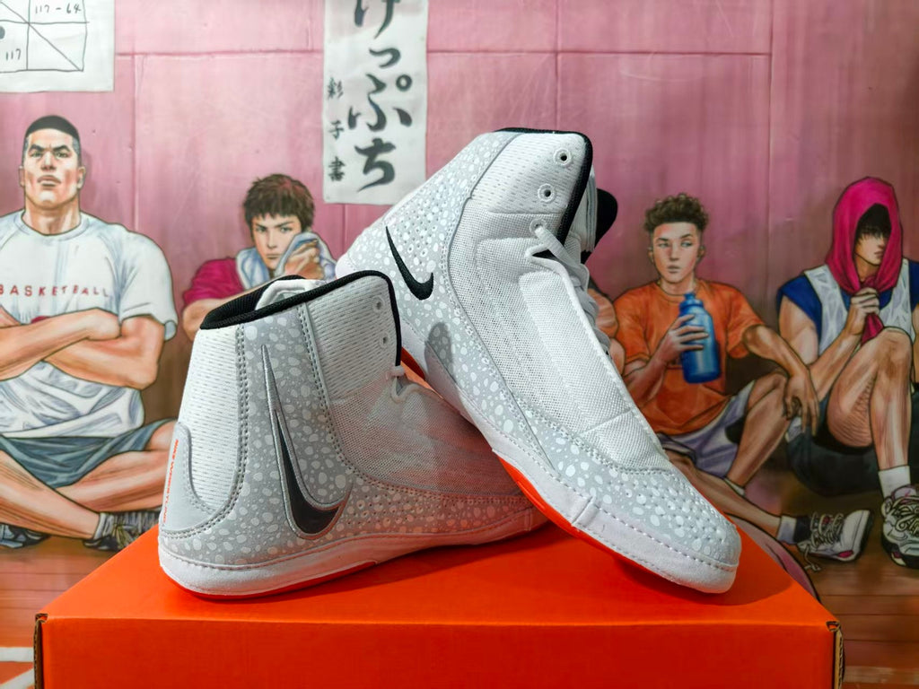 Nike Wrestling Sneakers White Gray Orange