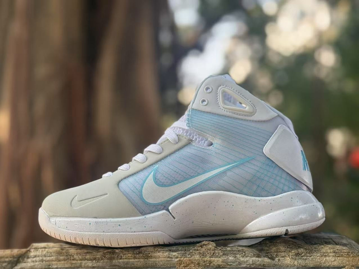 Nike HD2008 High-Top Basketball Sneakers White Light Blue