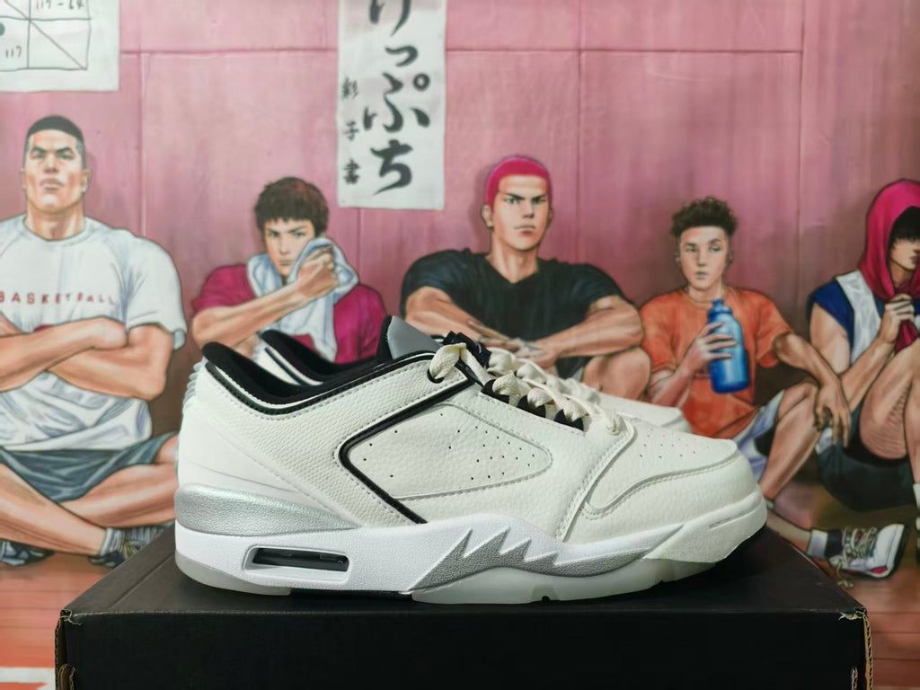 White and Black Low-Top Sneakers