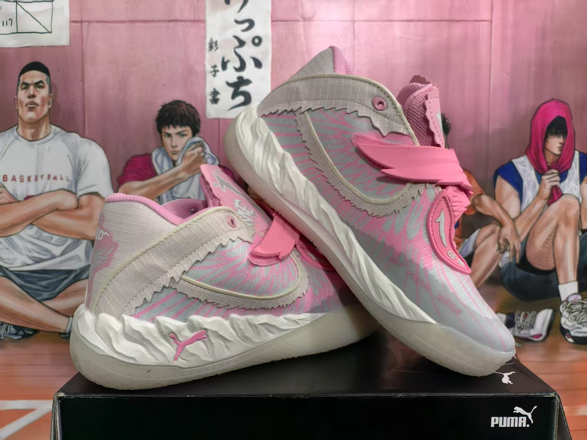 Puma Melo Basketball Shoes Silver Pink