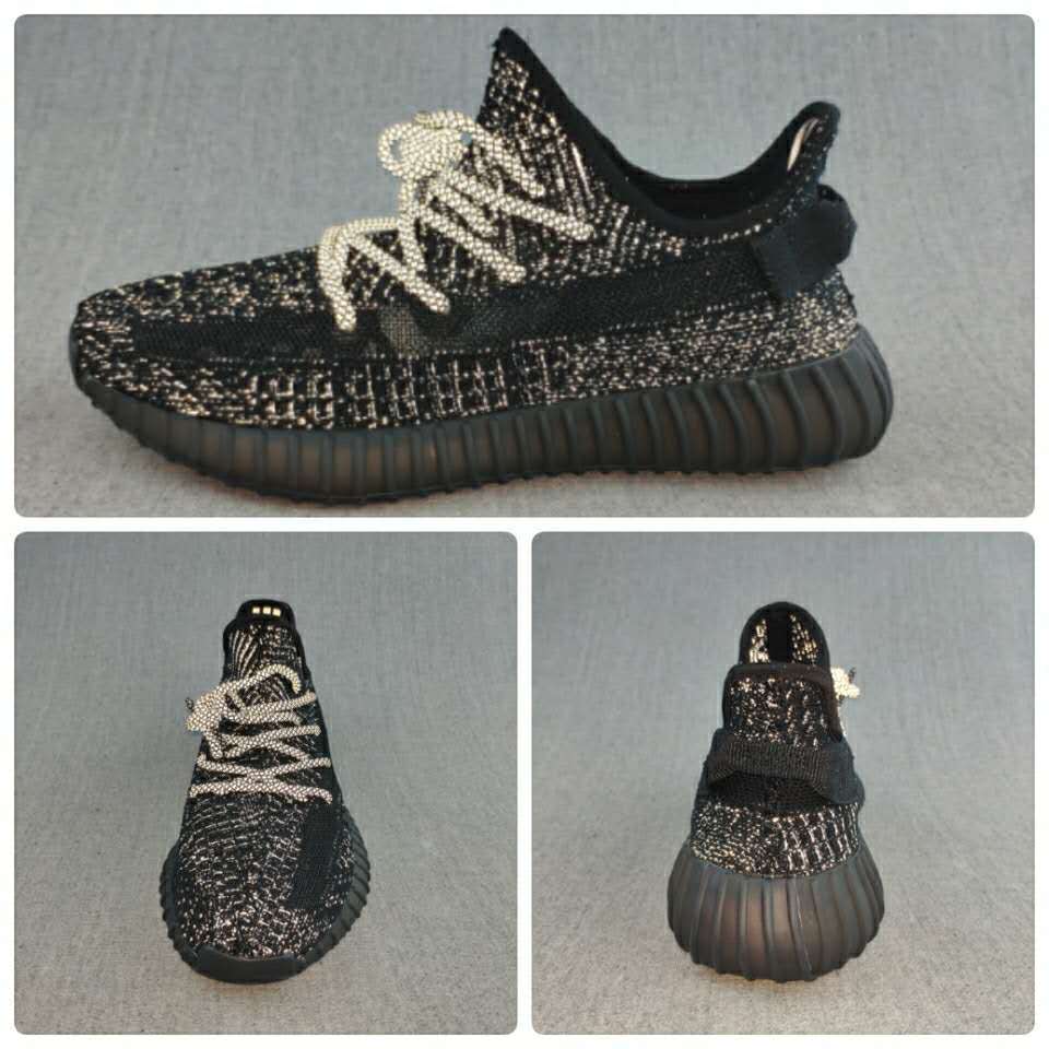 Yeezy 350 V2 Sneakers Black with Reflective-Style Details