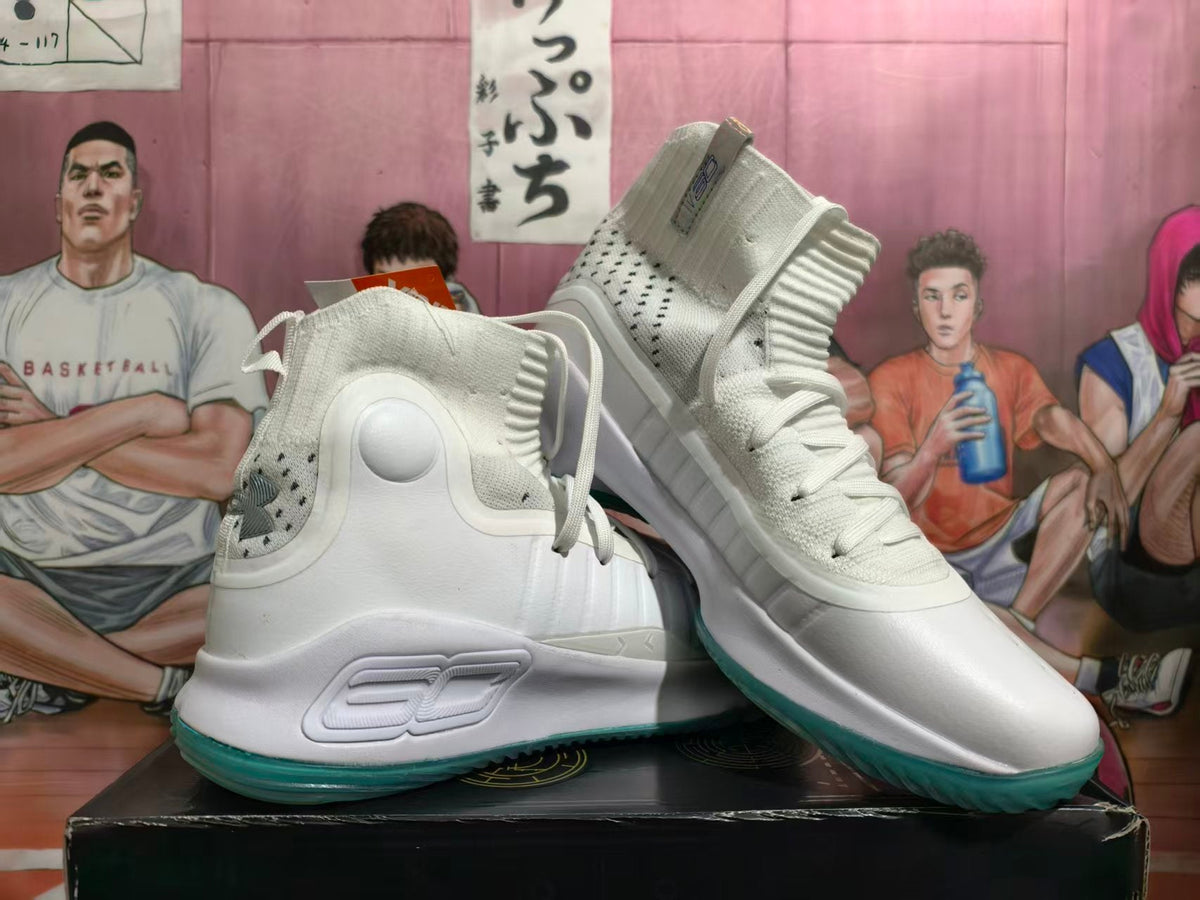 Under Armour Curry Basketball Shoes White Teal High-Top