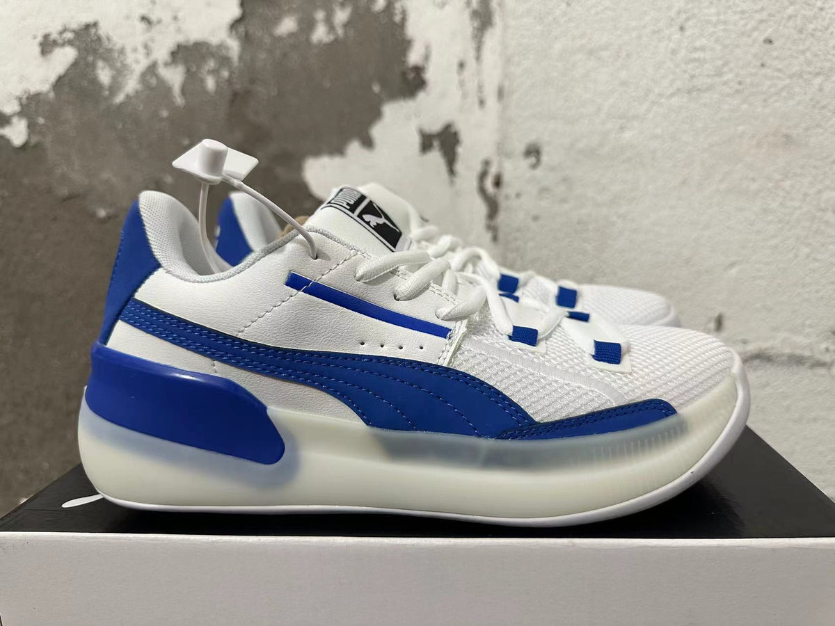 Puma Clyde White and Blue Sneakers