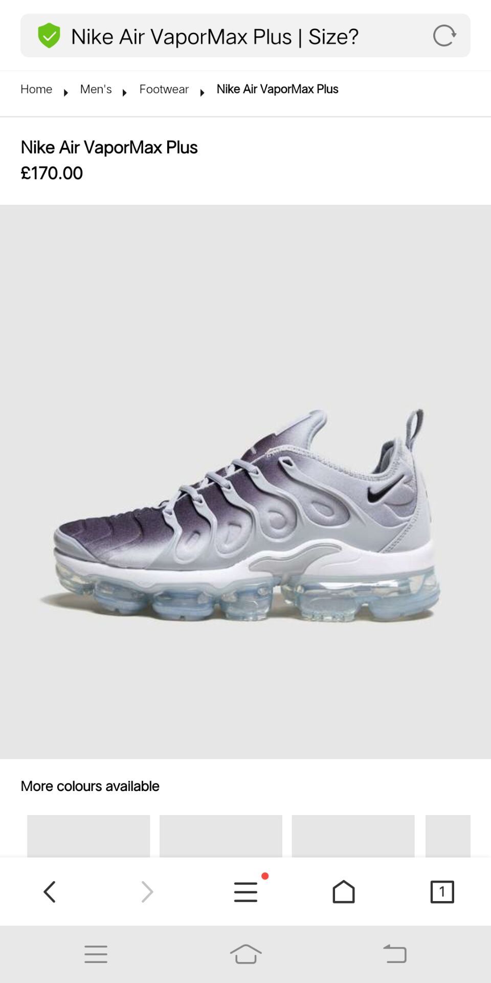 Nike Air VaporMax Plus Sneakers Grey Black White