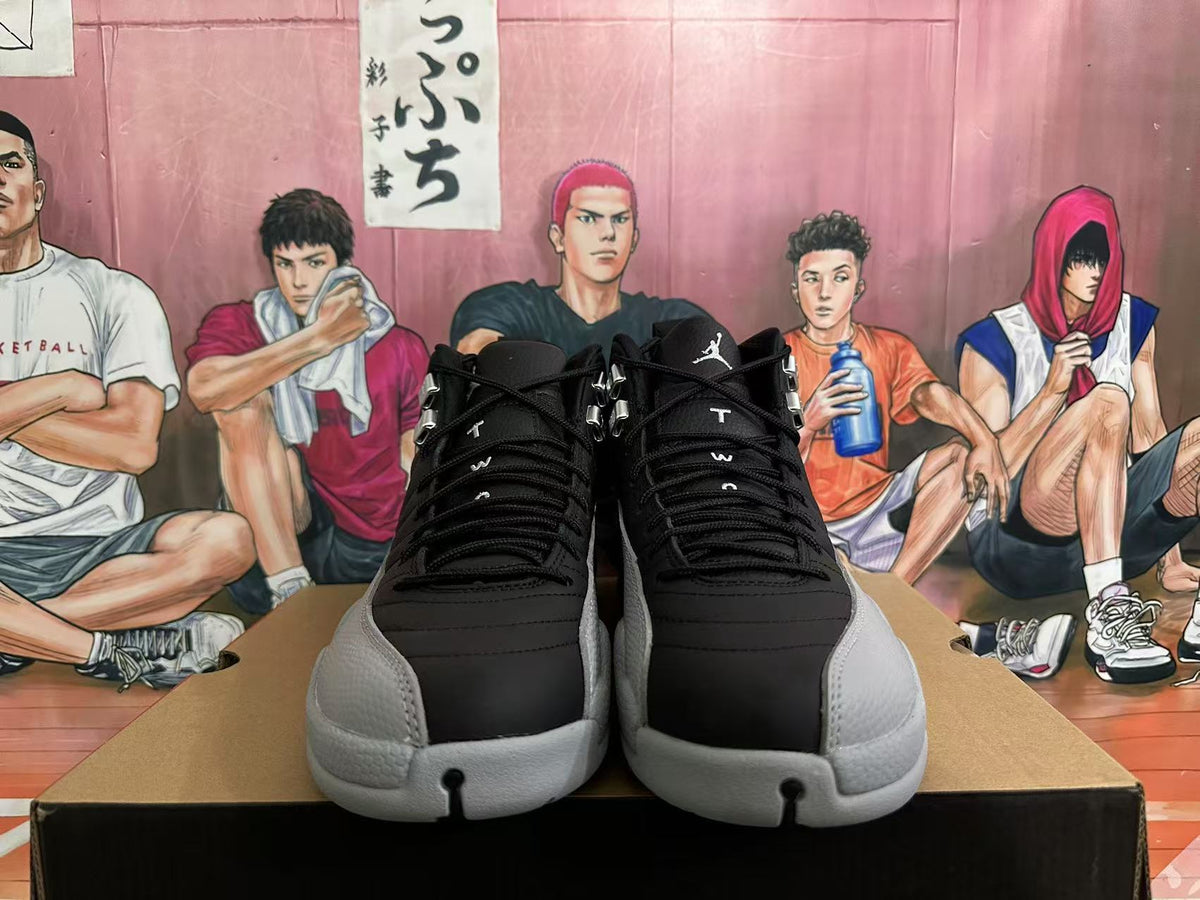 Jordan 12 Black and Grey High-Top Sneakers