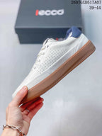 ECCO Men's White Leather Sneakers with Gum Sole 2607GXD517A07