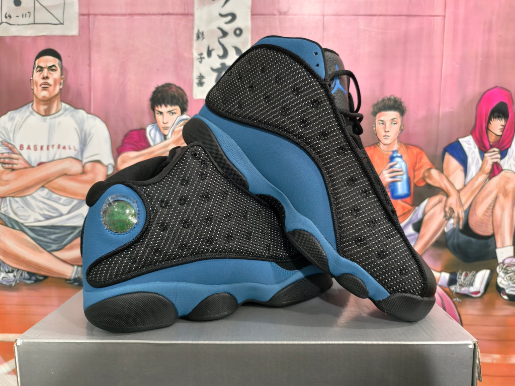 Jordan 13 Retro Black and Blue Basketball Sneakers