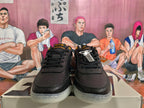 Black and White High-Top Sneakers with Contrast Stitching