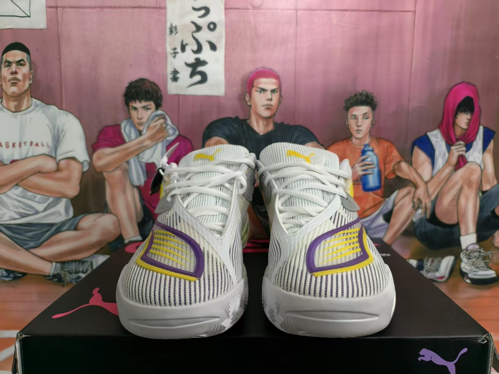 Puma All Pro Basketball Shoes White and Yellow