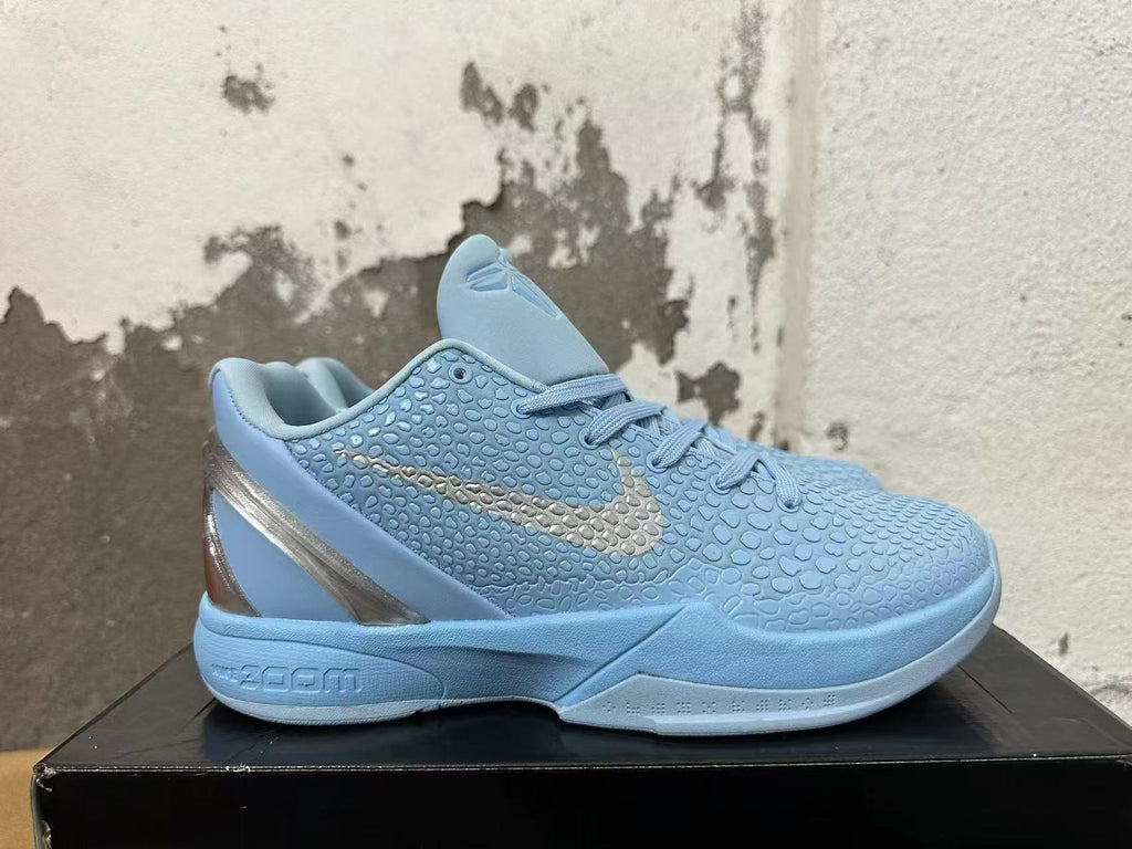 Nike Kobe 6 Protro Basketball Shoes, Light Blue and Silver