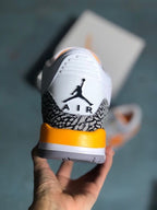 Jordan 3 White and Orange Men's Sneakers