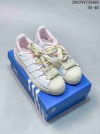 Adidas Superstar Custom White Sneakers with Pastel Laces