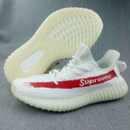 Yeezy 350 V2 White Red Printed Sneakers