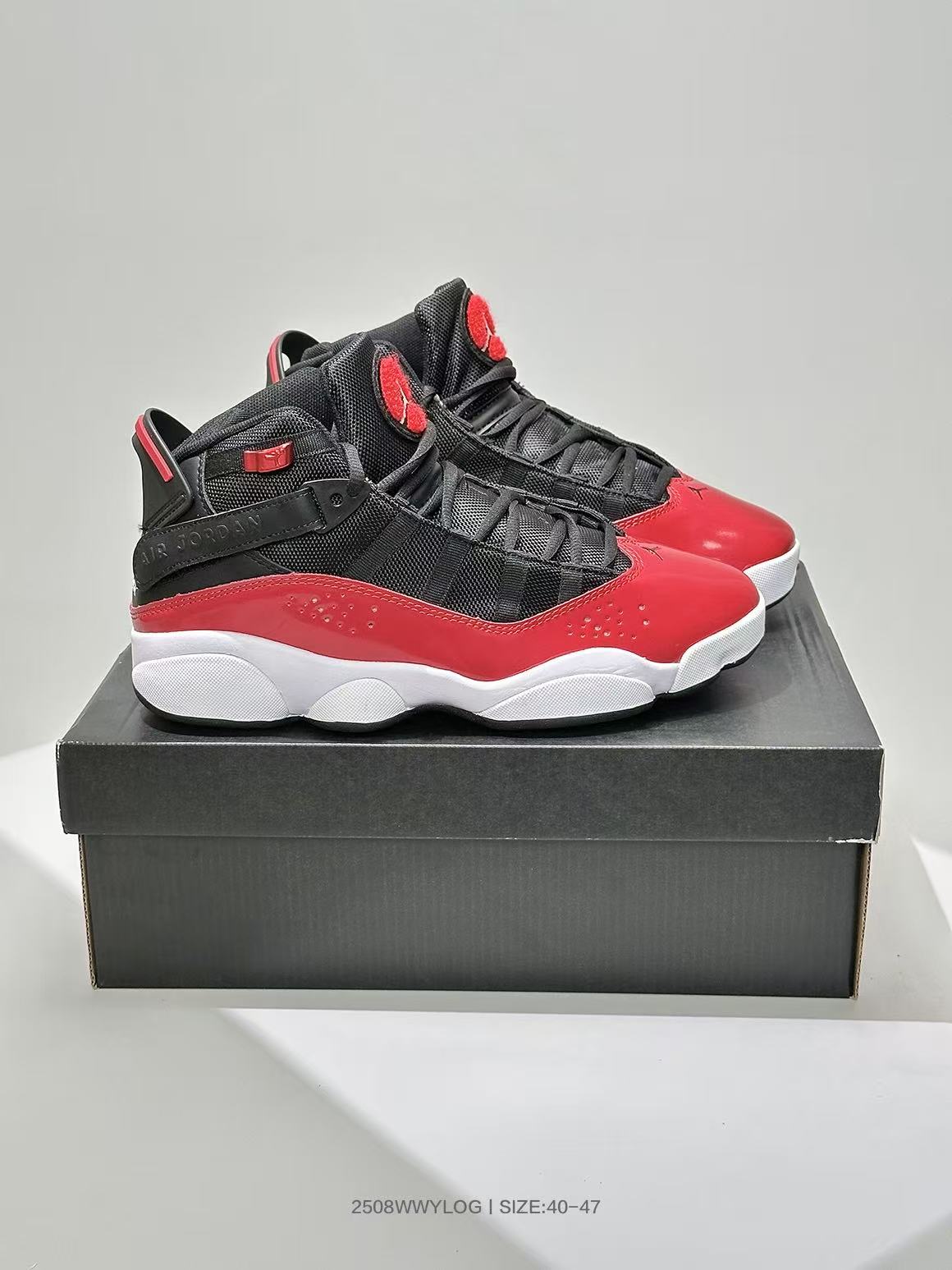 Jordan 6 Rings Black Red High-Top Sneakers