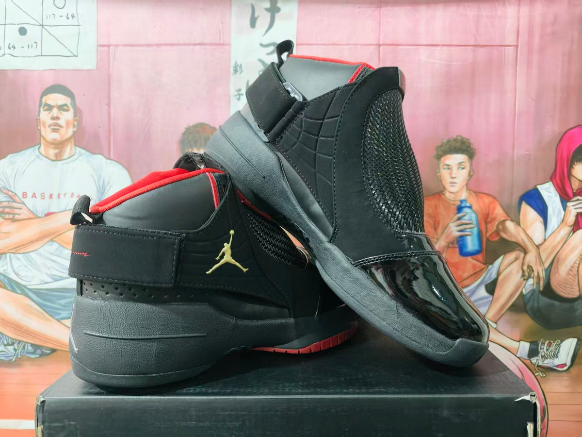 Jordan Black and Red High-Top Basketball Sneakers