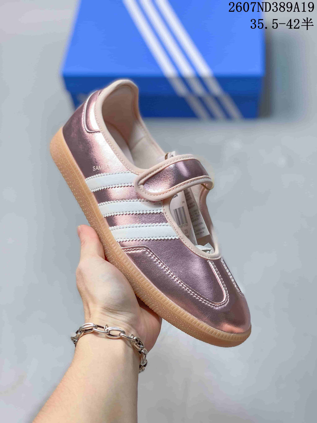 adidas Samba Jane Mary Jane Sneakers Silver Blue Pink