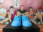 Blue Basketball Sneakers with Black and White Accents