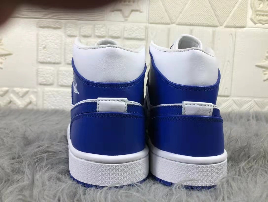 Air Jordan 1 Mid Kentucky White Blue Sneakers B62-104