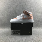 Air Jordan 1 Mid Rose Gold White Sneakers 555112-190