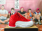 Jordan 12 Red and White High-Top Sneakers