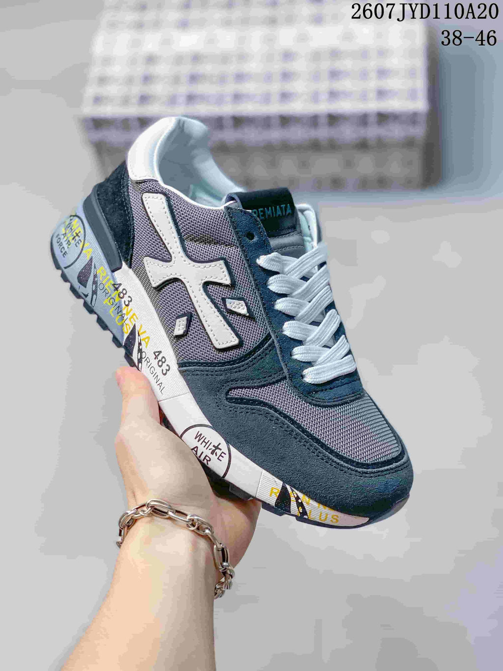 Premiata 2607 JYD110A20 Retro Casual Sneakers - Navy Gray