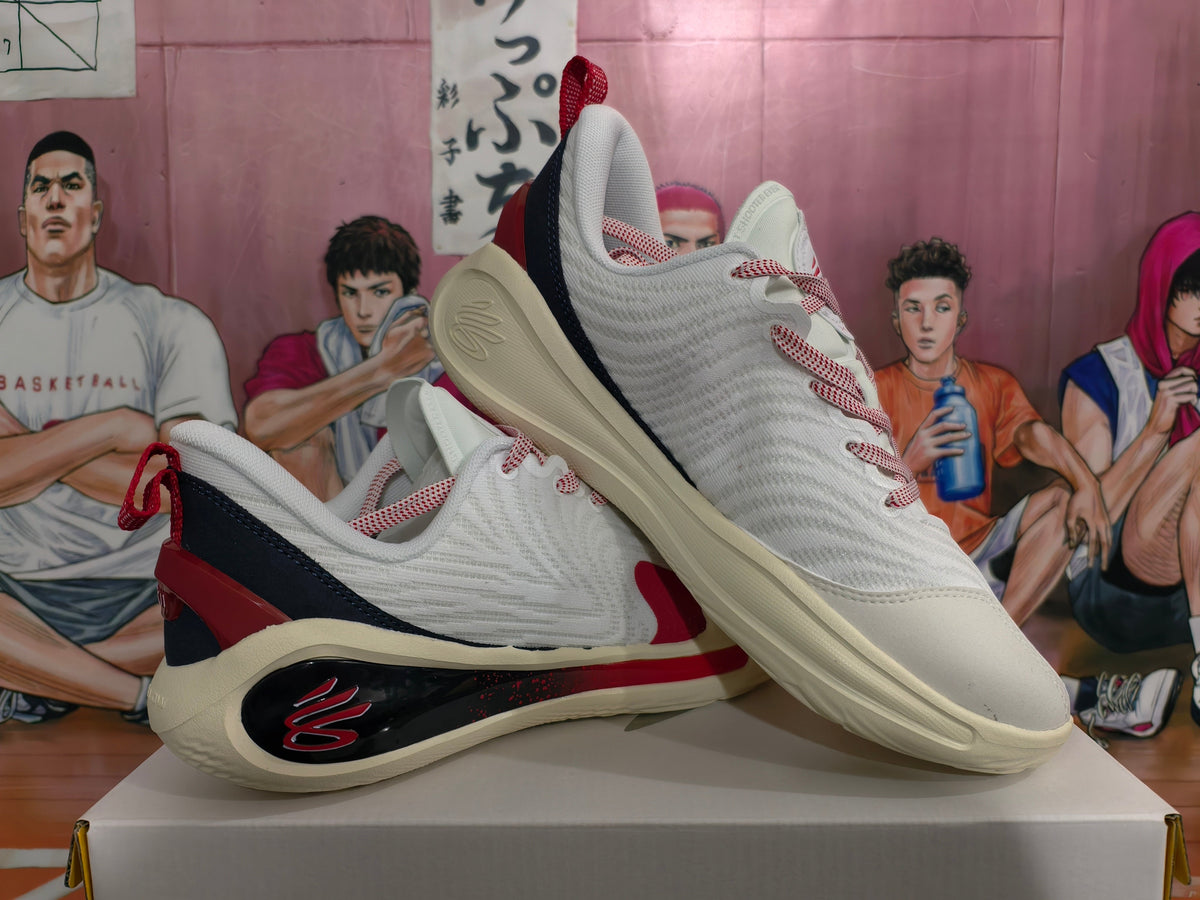 White and Red Basketball Sneakers