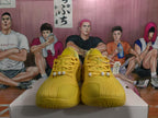 Yellow Basketball Sneakers with Graphic Midsole