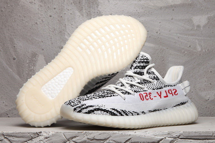 Yeezy 350 V2 Black White Pattern Sneakers