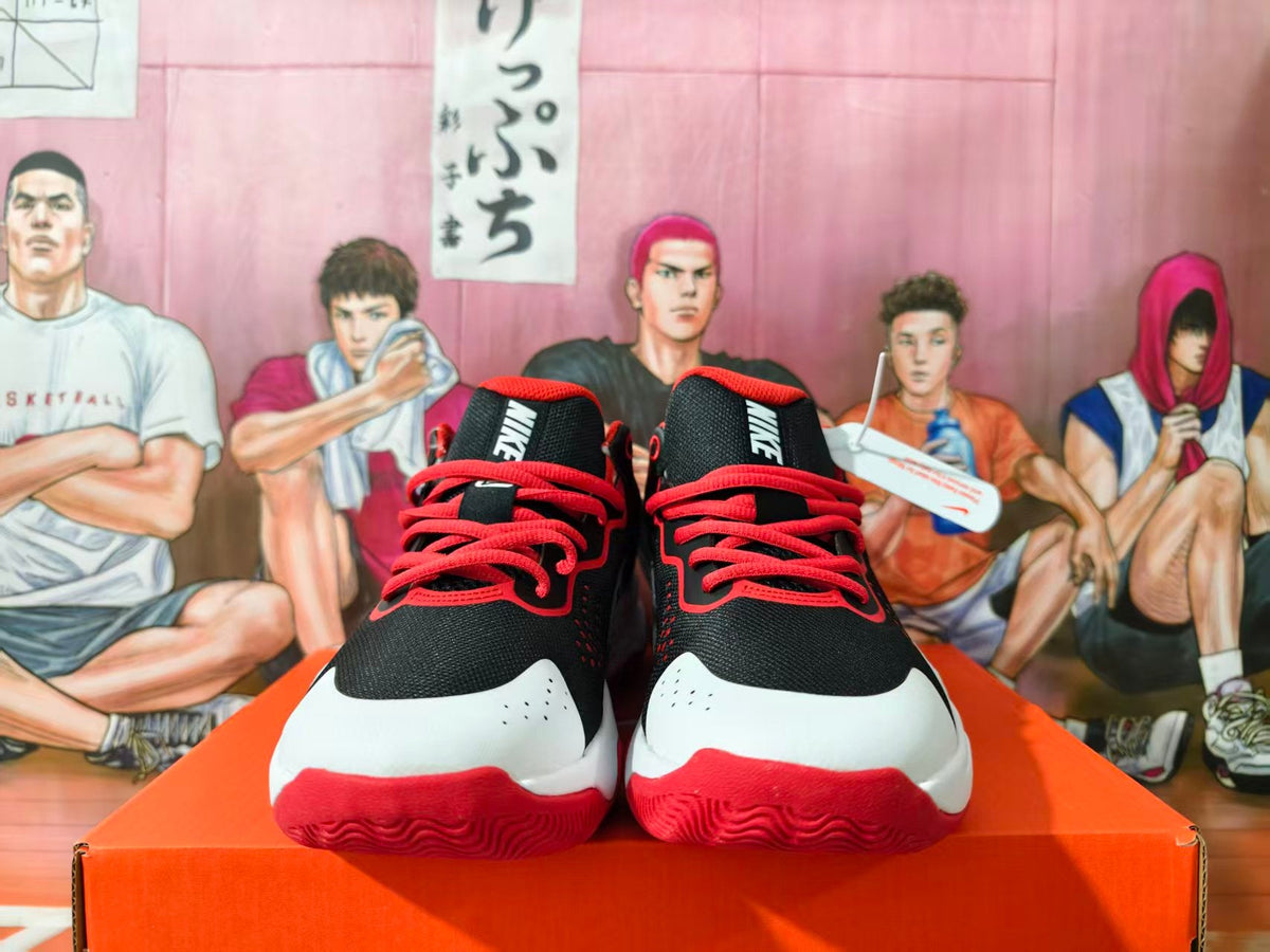 Nike Black and Red Basketball Shoes with White Swoosh