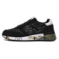 Black and White Low-Top Sneakers with Graphic Sole