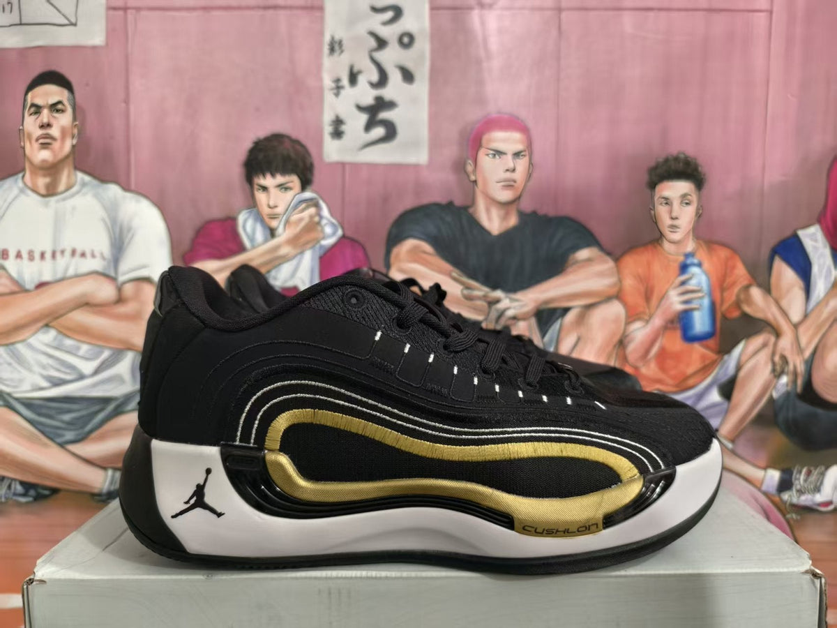 Jordan Black White Gold Basketball Sneakers