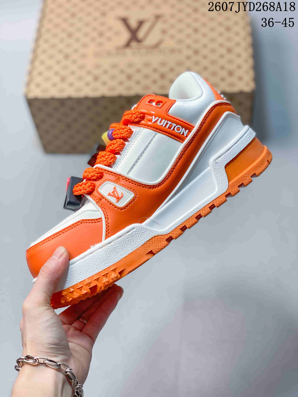 Louis Vuitton Trainer Low Sneakers Orange White 711580URY