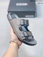 ECCO Two-Buckle Sandals in Taupe, Style 2607JJD517A17