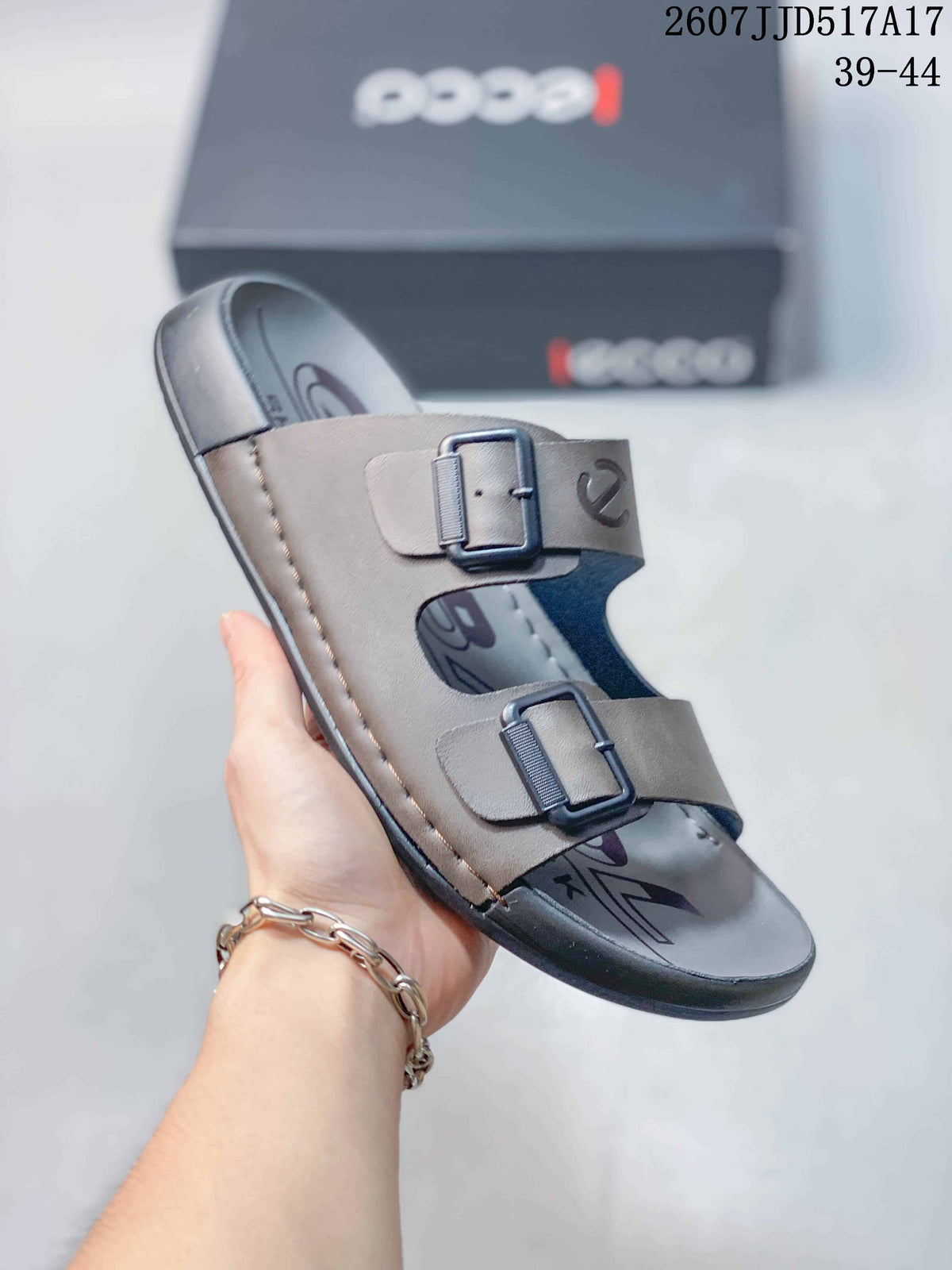 ECCO Two-Buckle Sandals in Taupe, Style 2607JJD517A17
