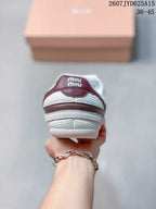 Miu Miu Gymnasium Low-Top Sneakers in White and Burgundy