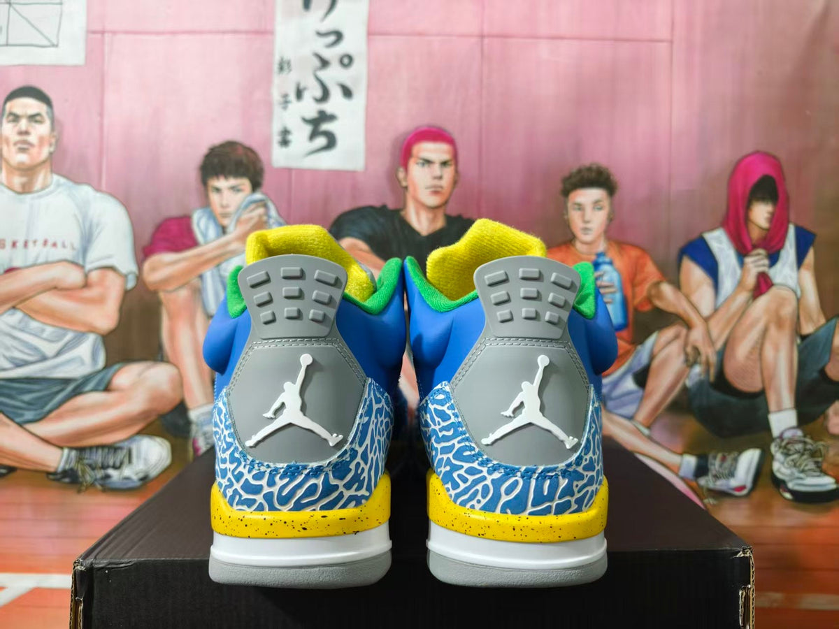 Jordan 3 Blue and Yellow Basketball Sneakers