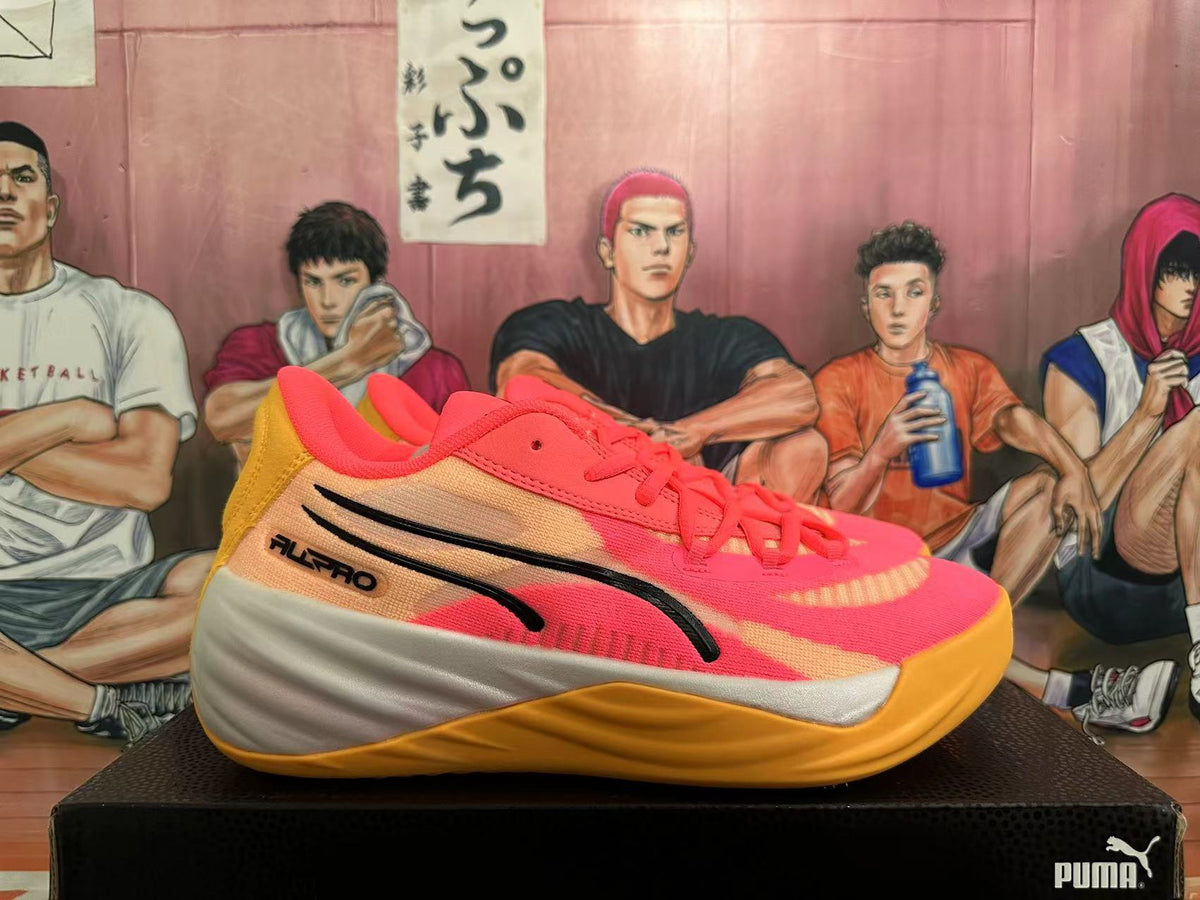 PUMA All-Pro Basketball Shoes, Pink and Gold