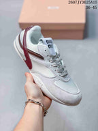 Miu Miu Gymnasium Low-Top Sneakers in White and Burgundy